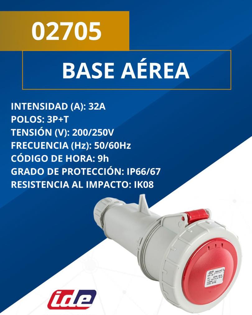 Base aérea 02705 IP66/67 de IDE.

Intensidad: 32A, polos: 3P+T, tensión (V): 200/250V, frecuencia (Hz): 50/60Hz, código hora: 9h, grado de protección: IP66/67, resistencia al impacto: IK08.

¡Pregunta a tu vendedor por la mejor opción para tu proyecto!

📍Apaxco
WhatsApp 5570110666 | 5561336880

📍Ayuntamiento
WhatsApp 5560674009

📍Marroqui
WhatsApp 5569610097 | 5620936028 | 5578845557 | 5643542602

📍Victoria
WhatsApp 5569620781 | 5563585987 | 5530733850 | 5652049899

#ide #idemexico #materialelectrico #baseaerea #baseaereaide